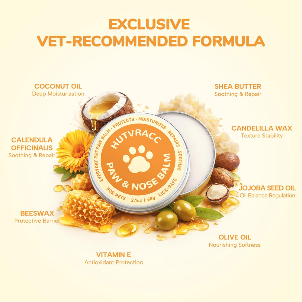 Envase de 60 g de HUTVRACC, bálsamo multiuso para patas y narices.
