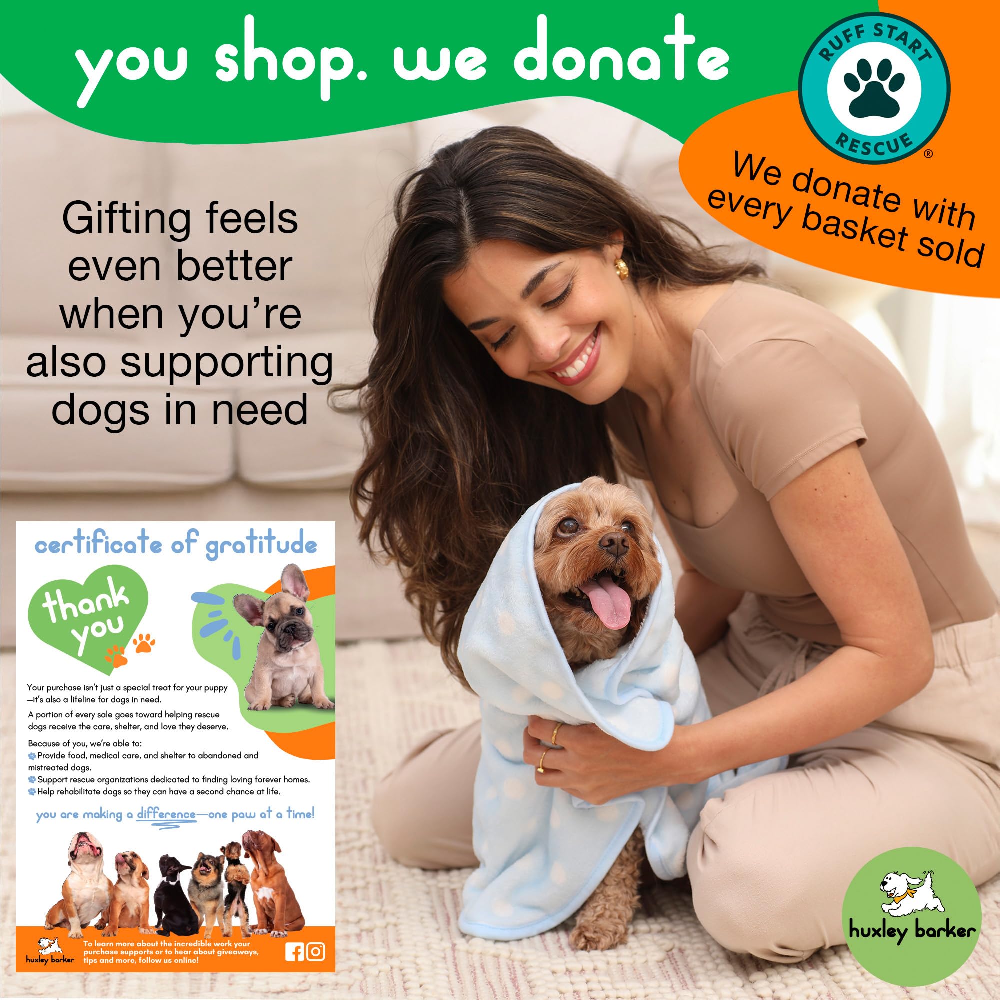 Kit regalo Huxley Barker apoya rescates caninos con cada compra.