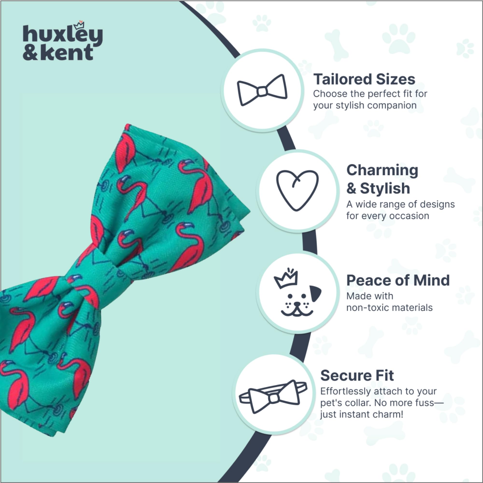 Corbatín flamenco con tintes seguros de Huxley & Kent para la seguridad de mascotas.