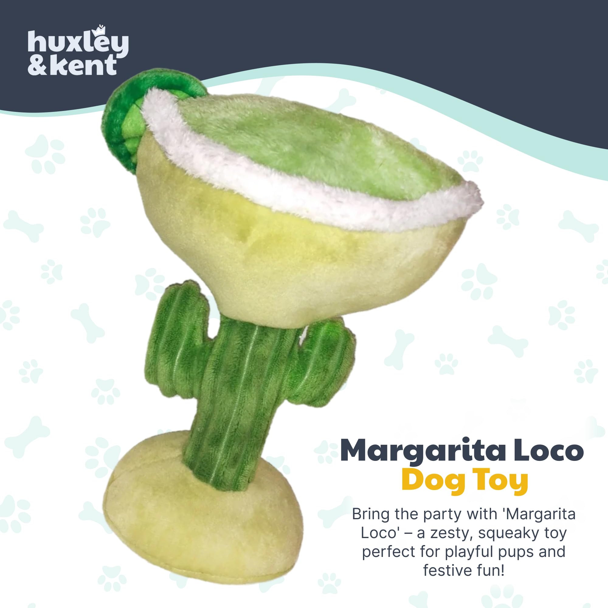 Huxley & Kent Margarita Loco, juguete con sonido para perros activos.