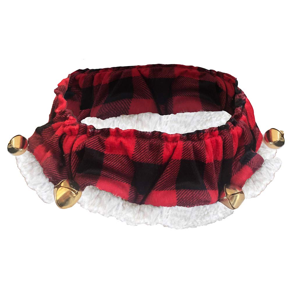Huxley & Kent Ruff Scrunchy Buffalo Check mediano para perros y gatos, estilo festivo.