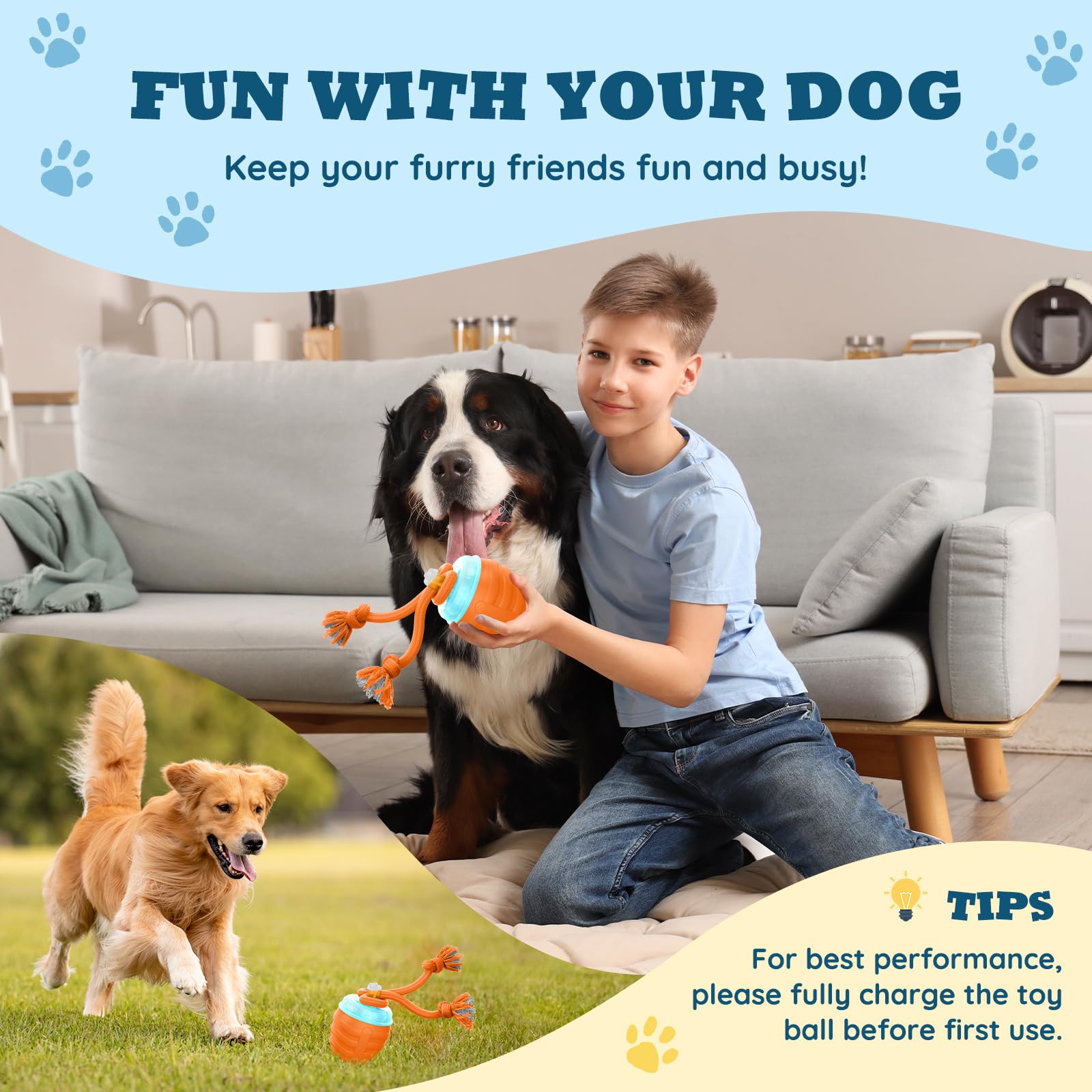 HVUATQ Bola caza para perros, movimiento errático que estimula su instinto natural.
