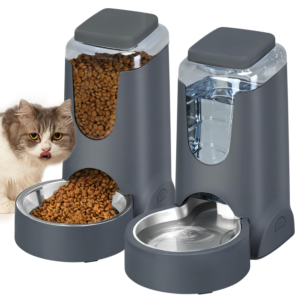 HWONMTE comedero automatico para gato con tazon inoxidable, facil de limpiar