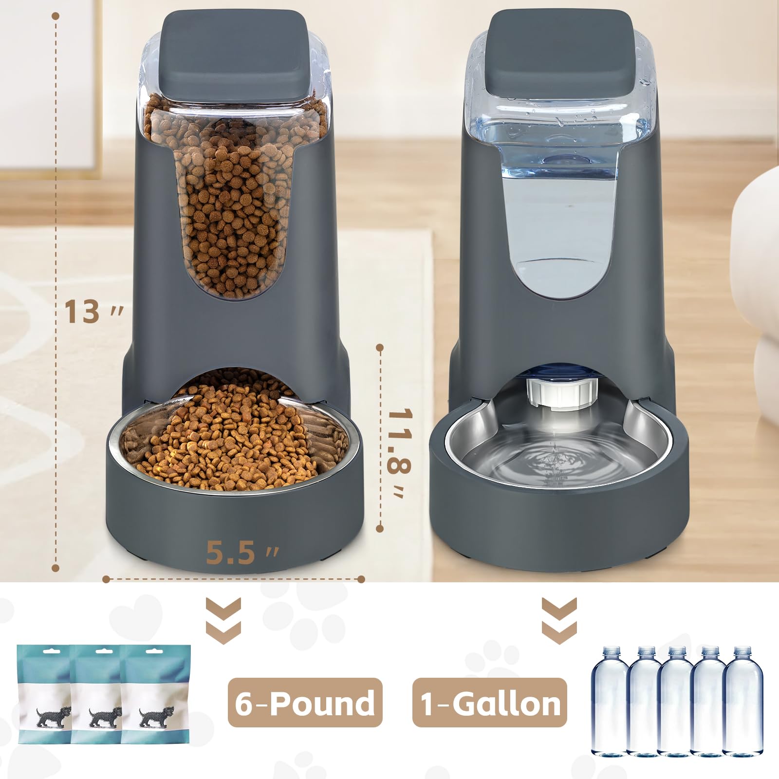 HWONMTE dispensador de agua con botella transparente para monitorear niveles