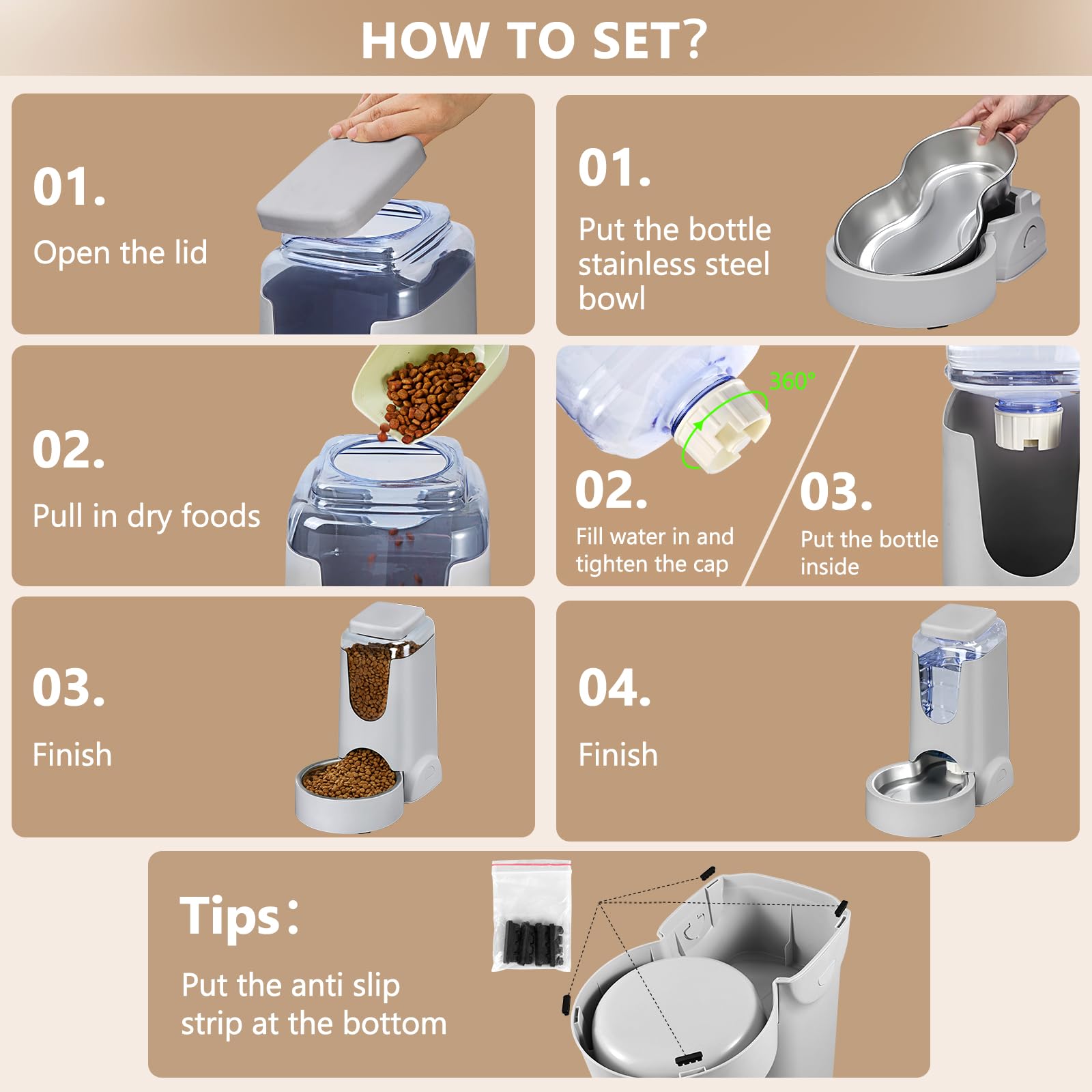 HWONMTE sistema de gravedad que rellena lentamente comida y agua.