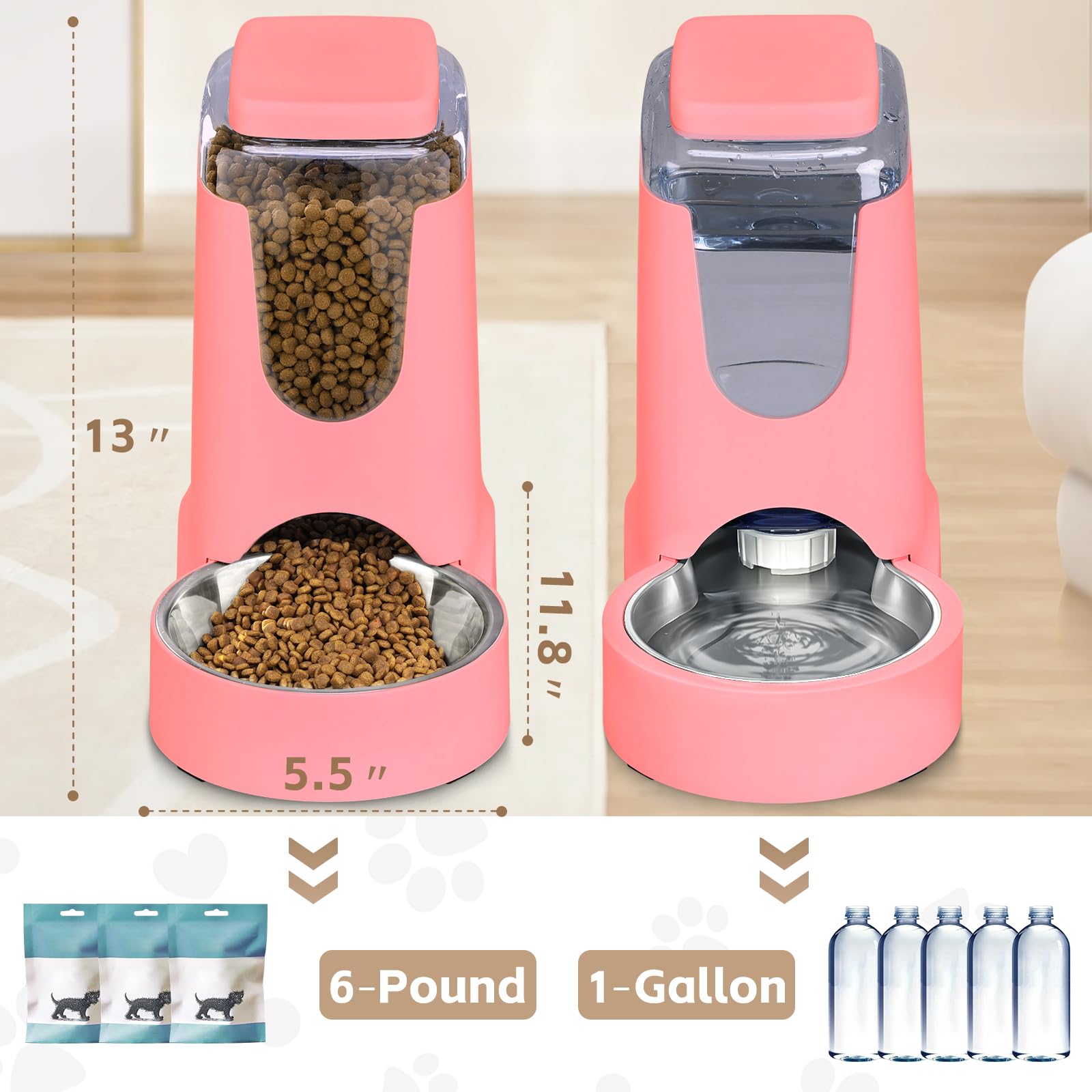 HWONMTE bebedero por gravedad con flujo constante de agua para mascotas.