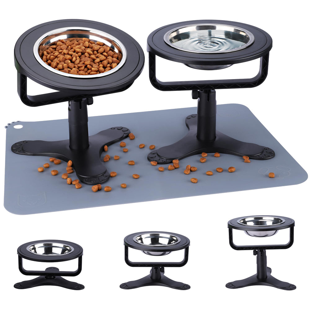 HXDAWUEG plato elevado para gatos con mat de silicona, ideal para comidas limpias.