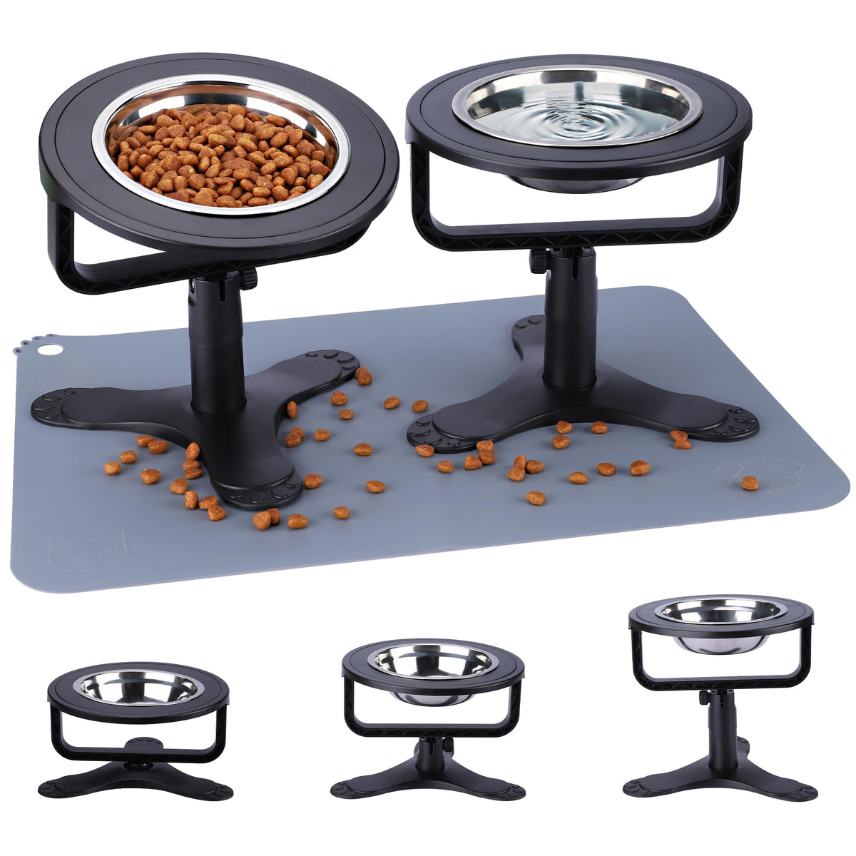 HXDAWUEG plato elevado para gatos con mat de silicona, ideal para comidas limpias.