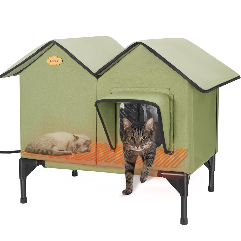 HXPLN Casa Caliente para Gatos Exterior con base elevada para mayor aislamiento.