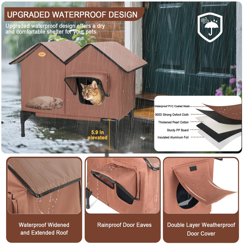 HXPLN casa-gato-caliente-materiales-resistentes, construcción impermeable para lluvia y nieve.