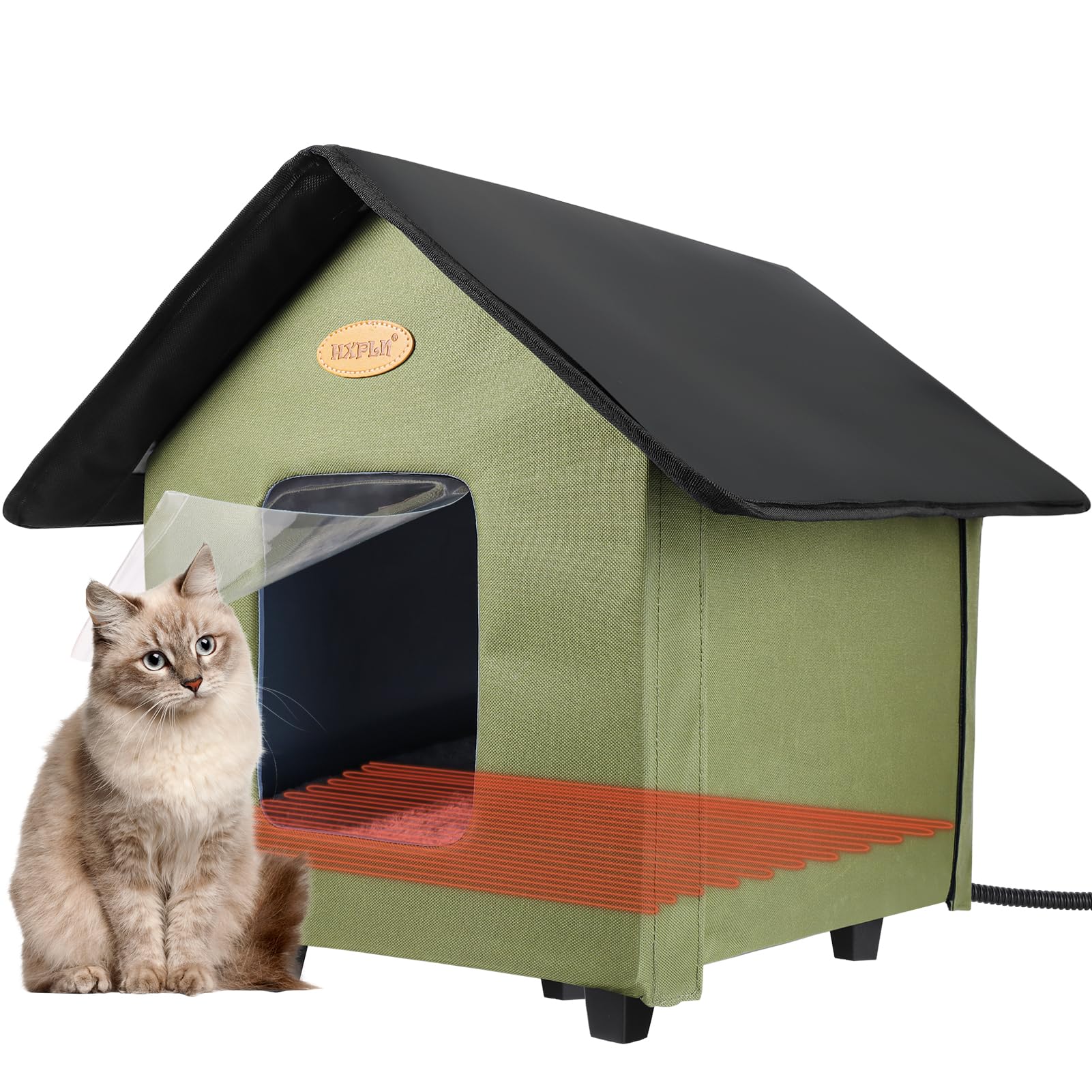 HXPLN casa-gatos-caliente-exterior: refugio cálido para gatos al aire libre en invierno.