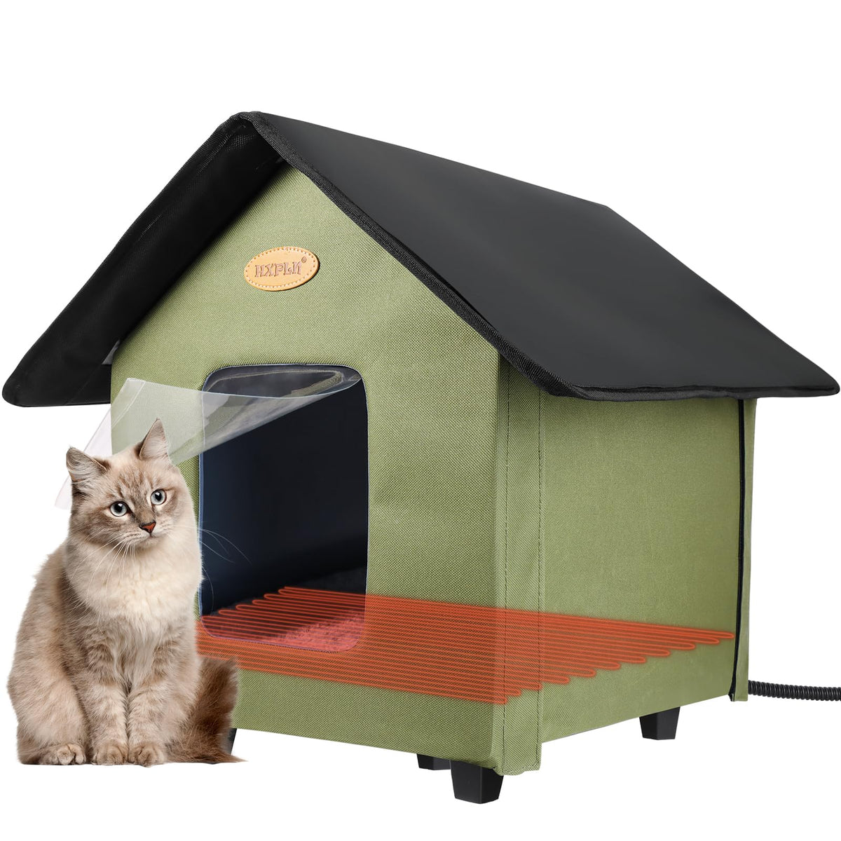 HXPLN casa-gatos-caliente-exterior: refugio cálido para gatos al aire libre en invierno.