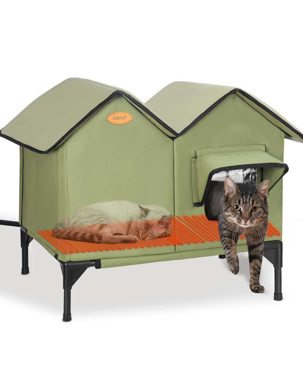 HXPLN Casa gatos caliente exterior ofrece refugio cálido para felinos al aire libre.