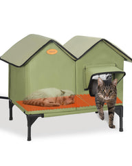 HXPLN Casa gatos caliente exterior ofrece refugio cálido para felinos al aire libre.
