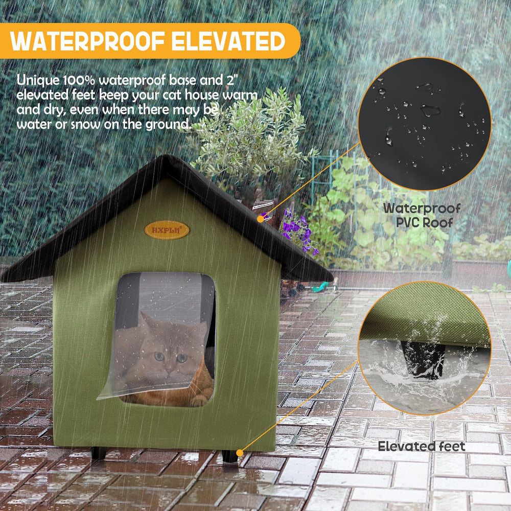 HXPLN casa-gatos-caliente-impermeable: estructura resistente al agua y a la intemperie.