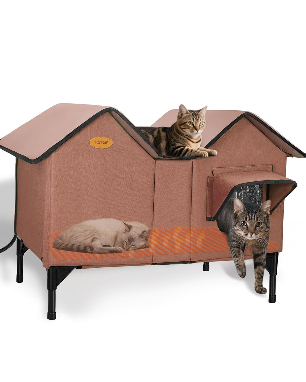 HXPLN casa gatos exterior calentada: refugio cálido para varios felinos al aire libre