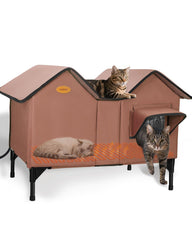 HXPLN casa gatos exterior calentada: refugio cálido para varios felinos al aire libre