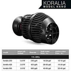 Ajuste de flujo y dirección de Koralia Nano, orienta la corriente para mejor circulación.