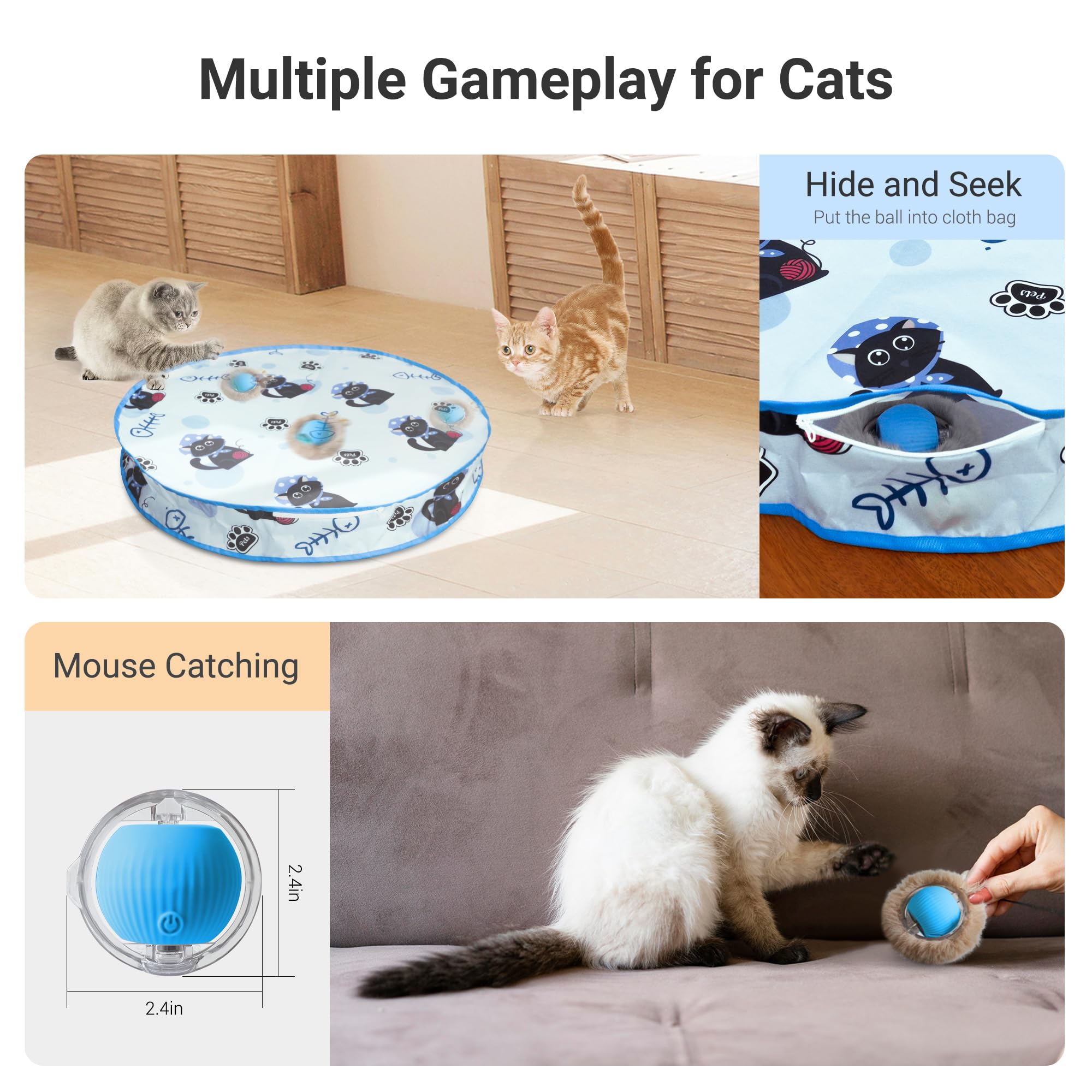 Hyfico bola con tres velocidades, se adapta al ritmo de juego del felino.