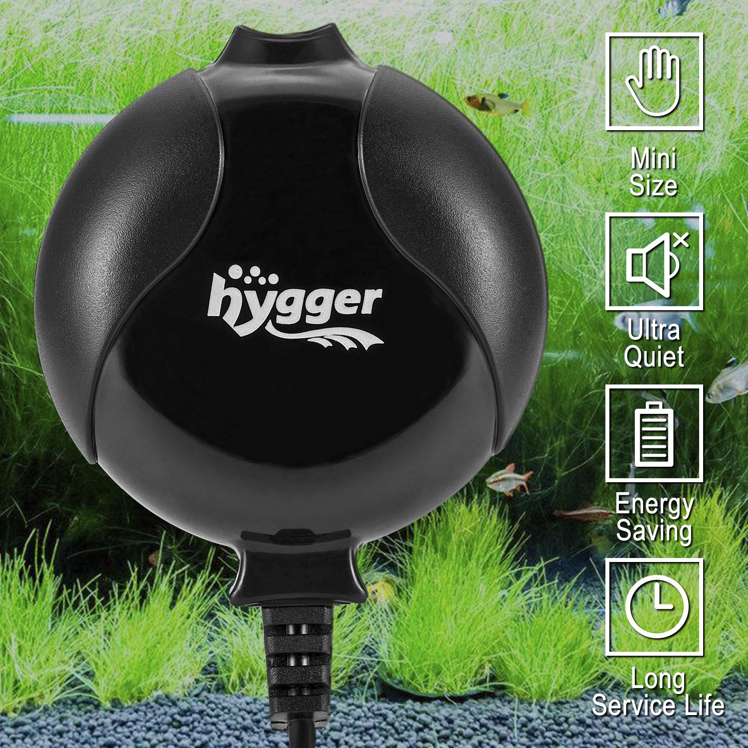 Hygger adaptador de energía incluido para uso inmediato.