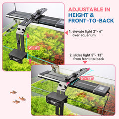 hygger ajuste altura luz 2-6 pulgadas, controla la distancia focal