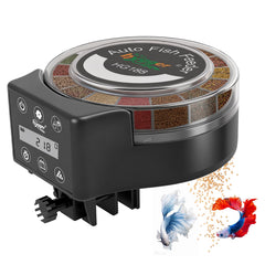 Hygger alimentador automático para acuario con pantalla LED para dosificaciones precisas.