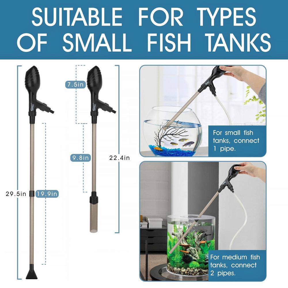 Hygger aspiradora de grava para acuario con conjunto de tubos para adaptarse a diferentes tanques.