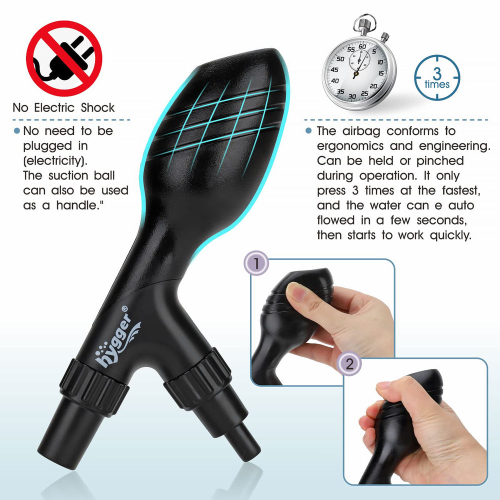 Hygger aspiradora de grava para acuario con manguera extensible para cambios de agua sencillos.
