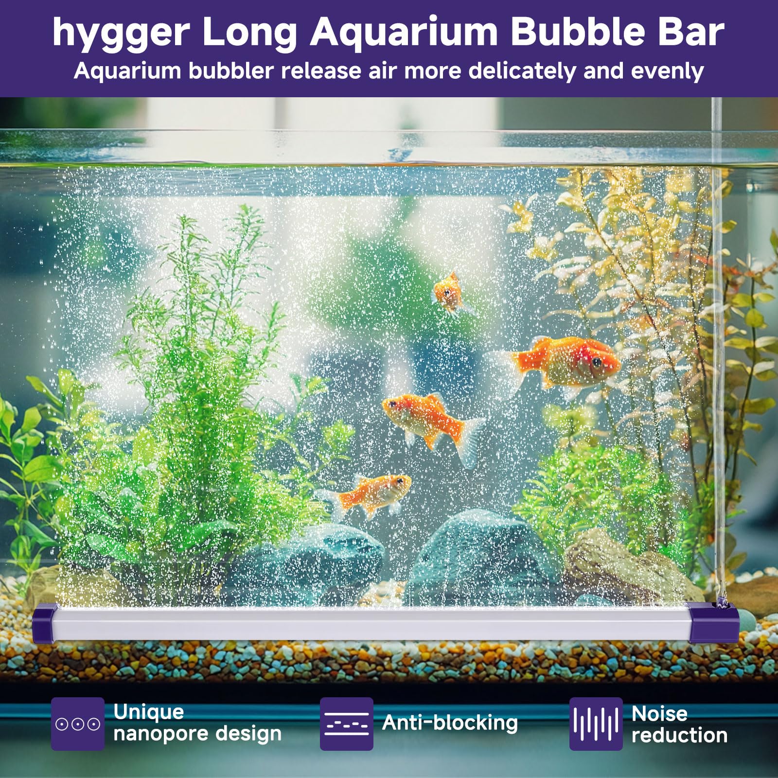 Hygger barra burbujas acuario cortina de burbujas, aporta belleza visual suave.