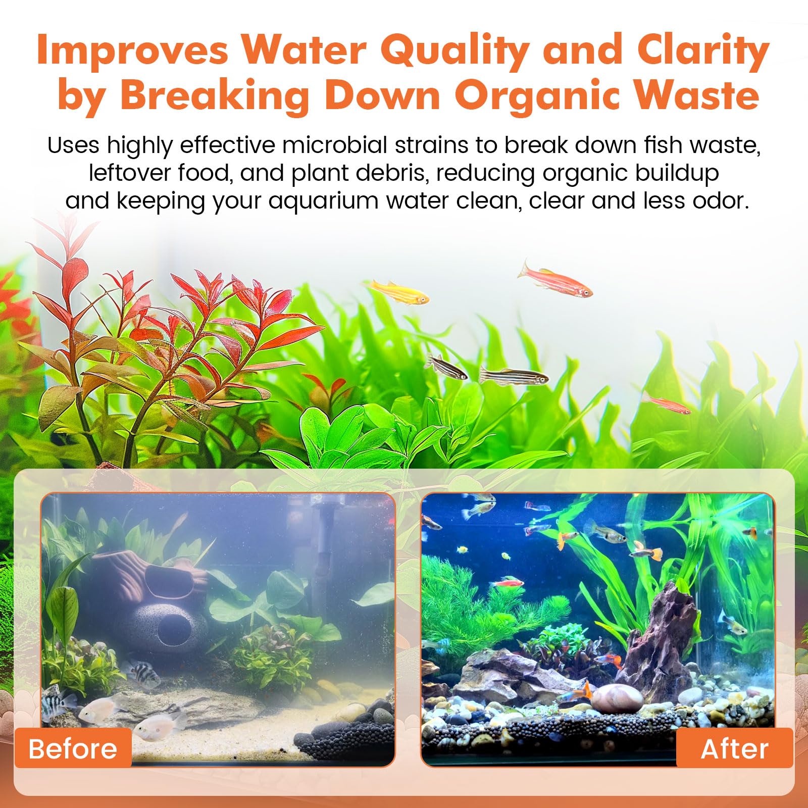 Hygger Bioaclarificador mejora claridad del agua en acuario de agua dulce