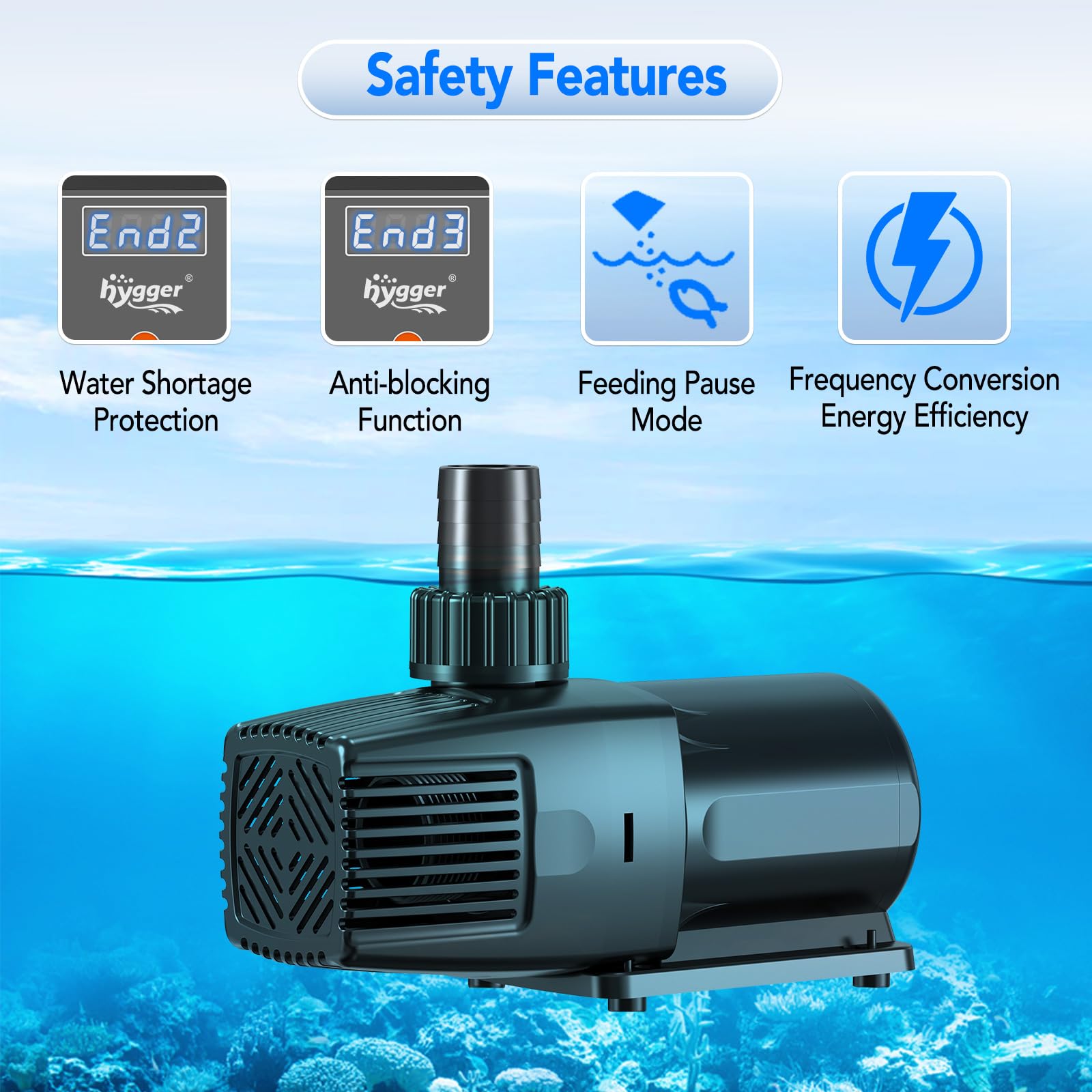 Uso submersible de la hygger 24V en acuarios y fuentes.