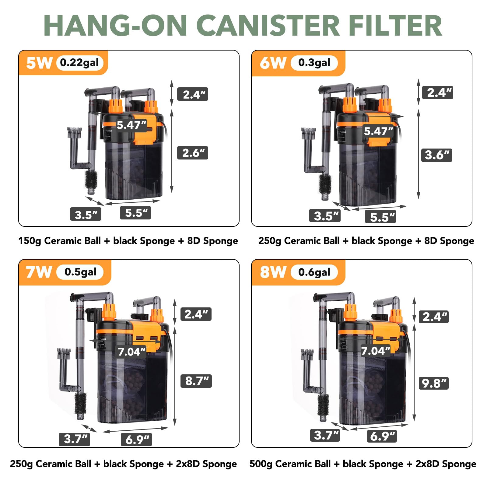 hygger caja filtración compacta apta para 20-40 galones