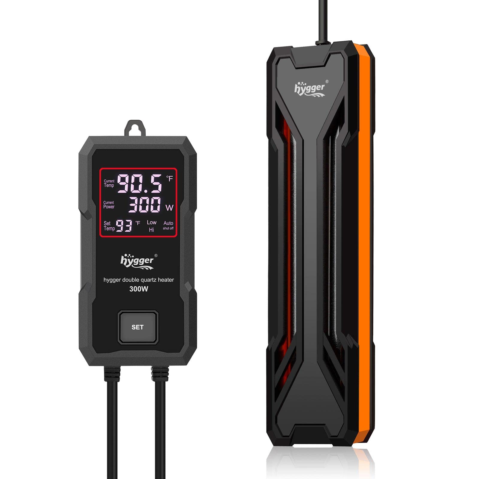 Calentador Hygger de 300W para acuario mostrando su diseño compacto y eficiente