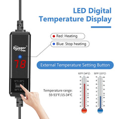 Calentador hygger de 25W para acuario betta, diseño compacto y discreto.