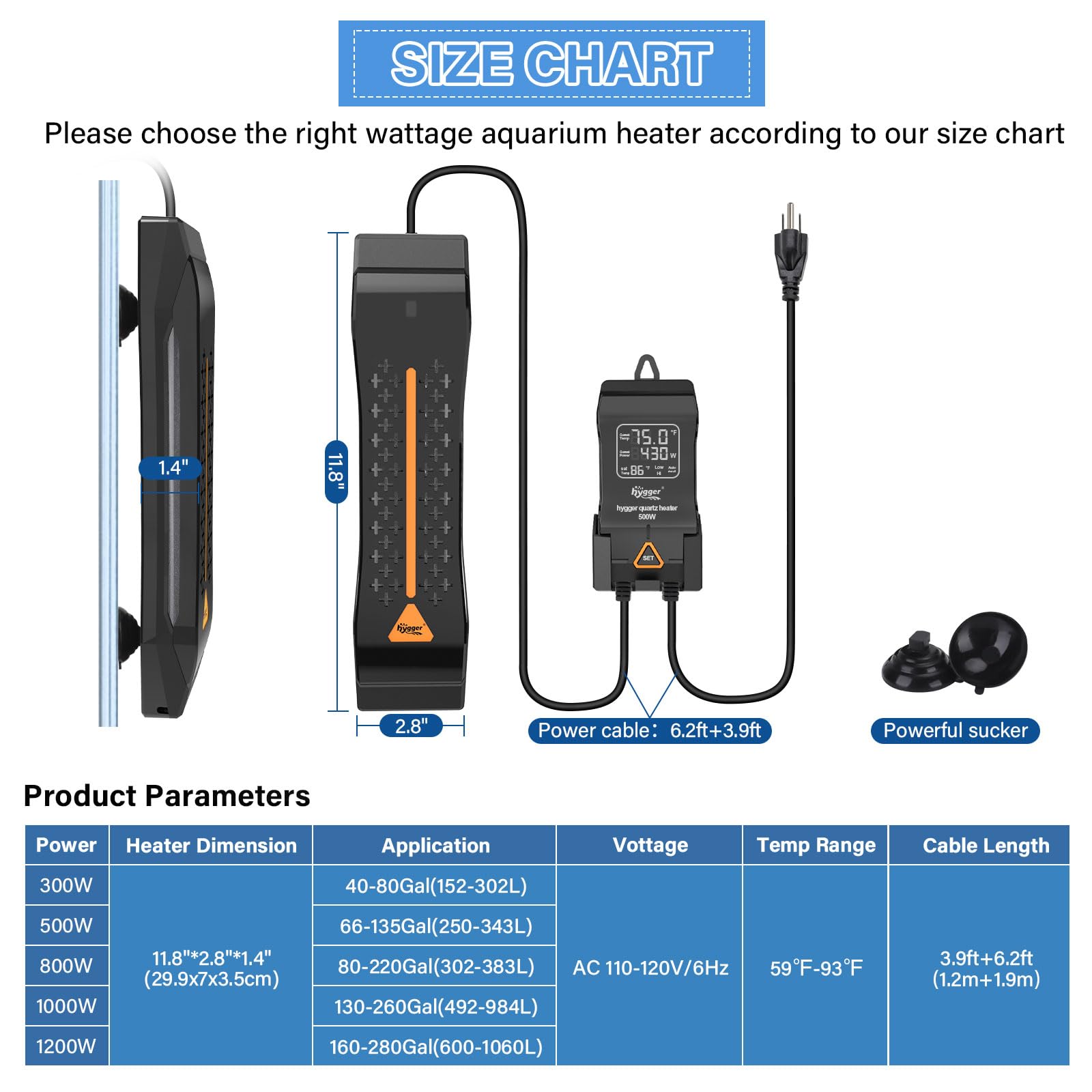 hygger calentador compatible con tanques de 130-260 galones