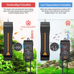 hygger protecciones inteligentes: alarma de fuera de agua y sobrecalentamiento