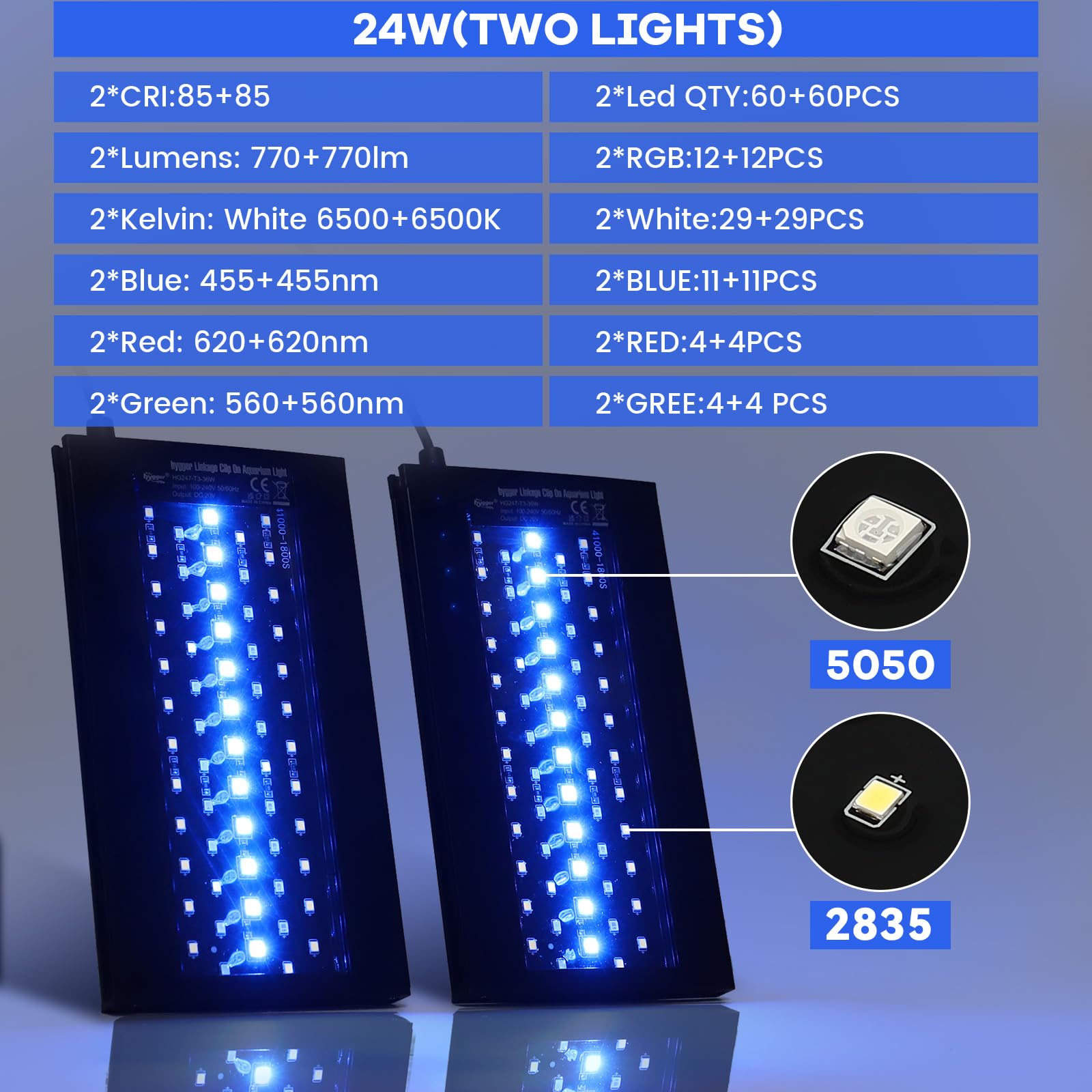 Hygger Clip On para acuarios de 20 a 30 galones iluminación eficiente
