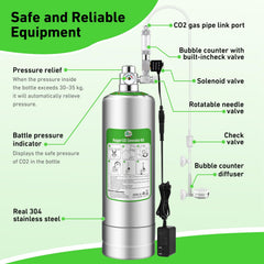 Conjunto Hygger CO2 2L con regulador y válvula solenoide