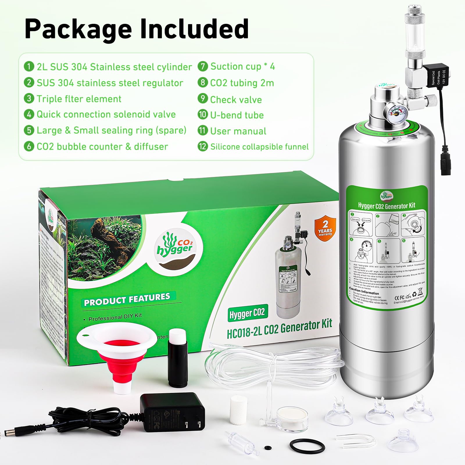 Protección de seguridad Hygger CO2 con alivio de presión y detección de fugas
