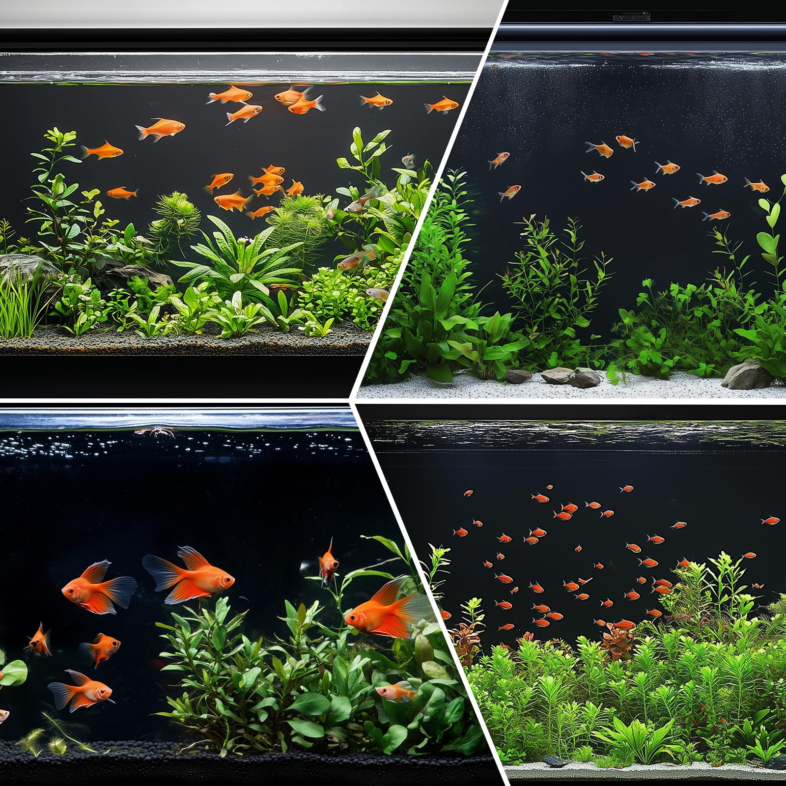 Hygger CO2 fondo negro mate, ideal para resaltar plantas y peces.