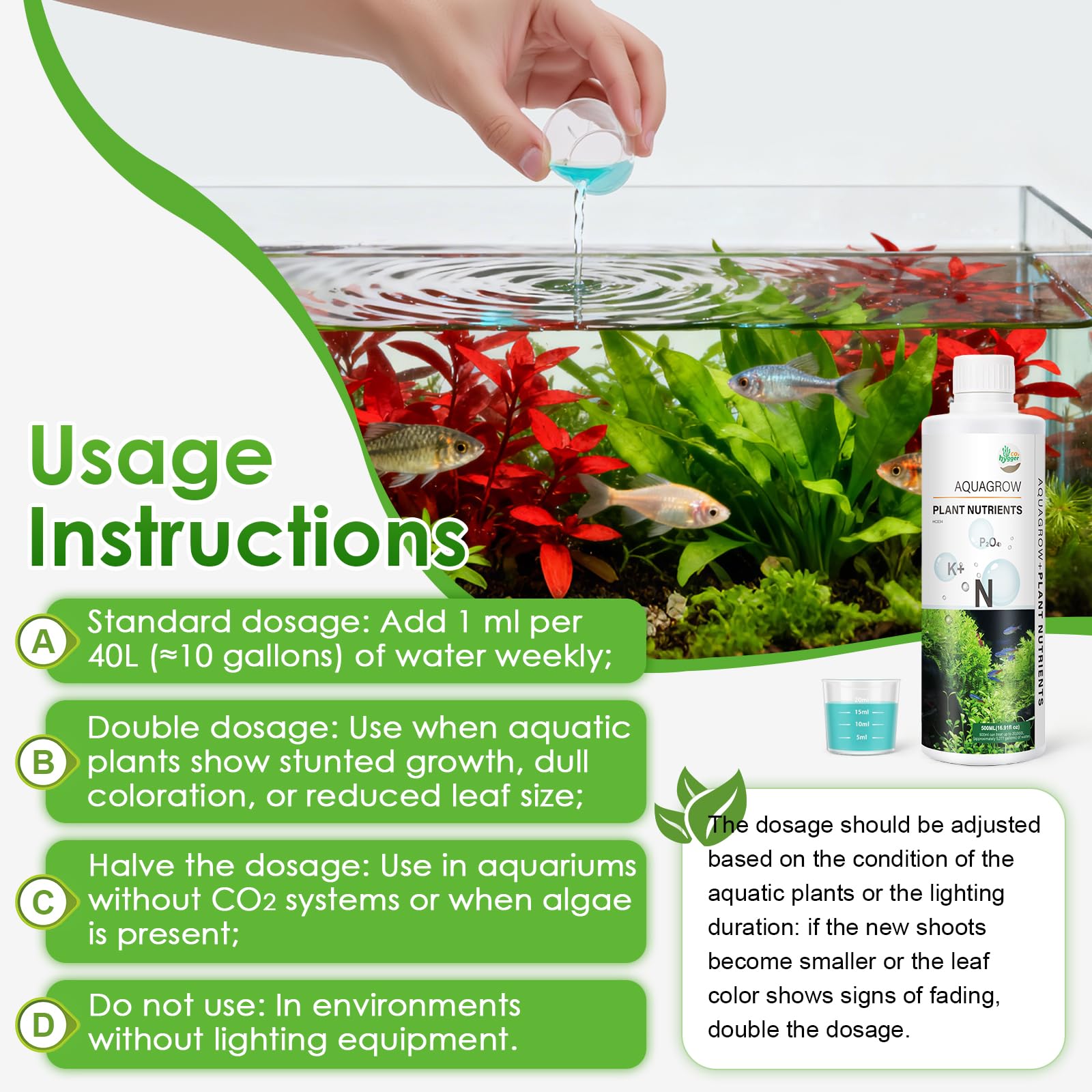 Hygger CO2 HC034 uso sencillo para mantener plantas sanas en el acuario.