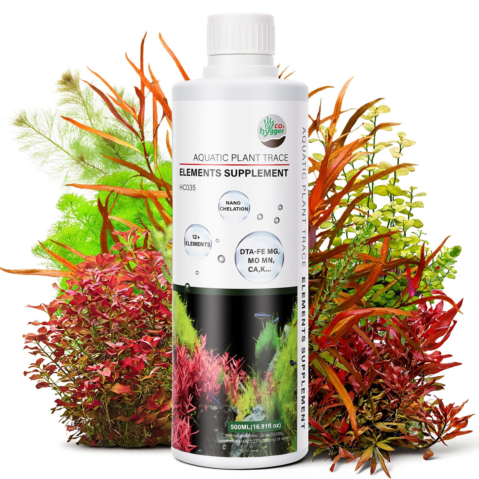 Hygger CO2 HC035 etiqueta de la botella para fertilización precisa y coloración.