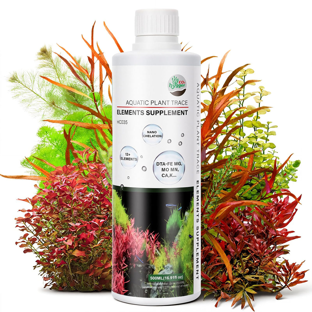 Hygger CO2 HC035 etiqueta de la botella para fertilización precisa y coloración.