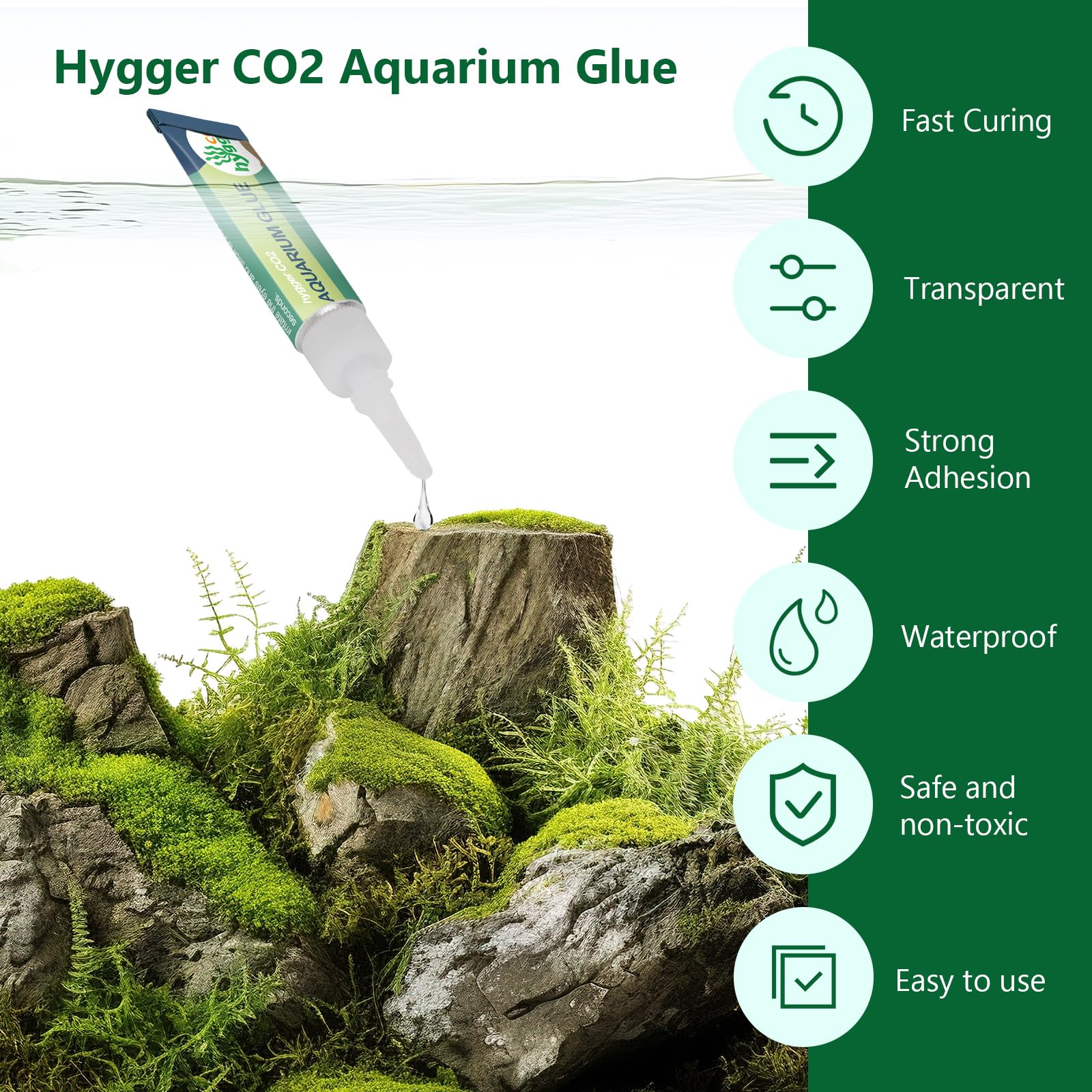 Hygger CO2 pegamento acuario, adhesión rápida para rocas