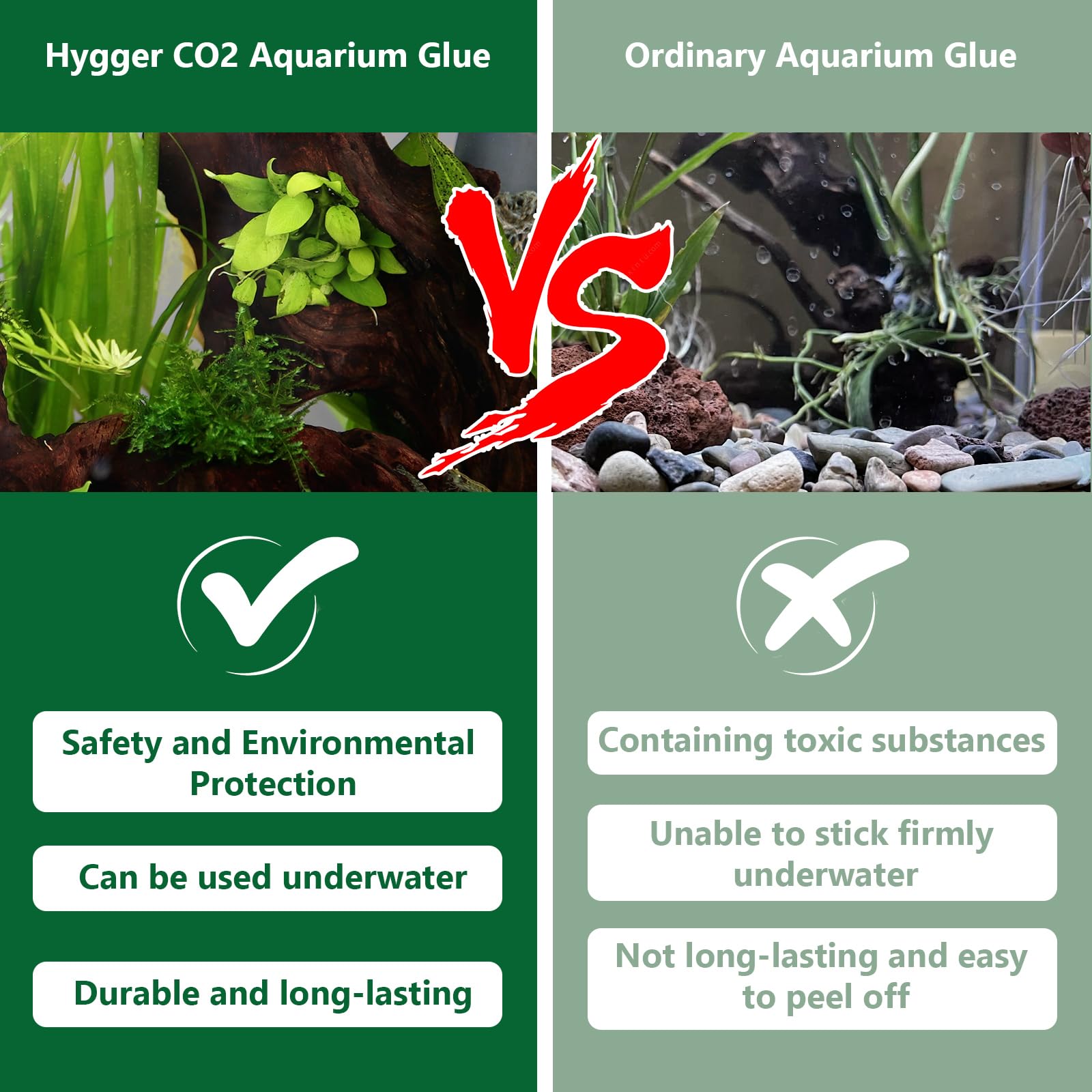 Hygger CO2 pegamento acuario, uso subacuático seguro