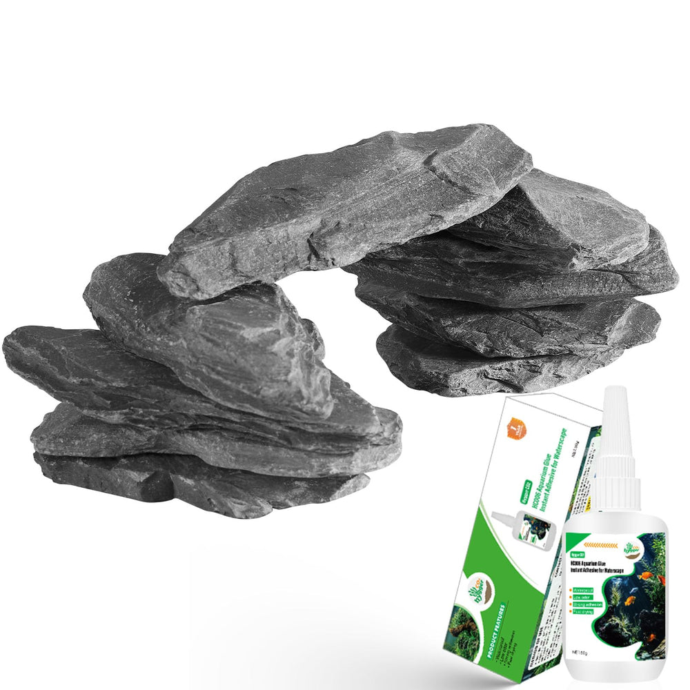 Hygger CO2: Piedras pizarra naturales para paisajes submarinos realistas.