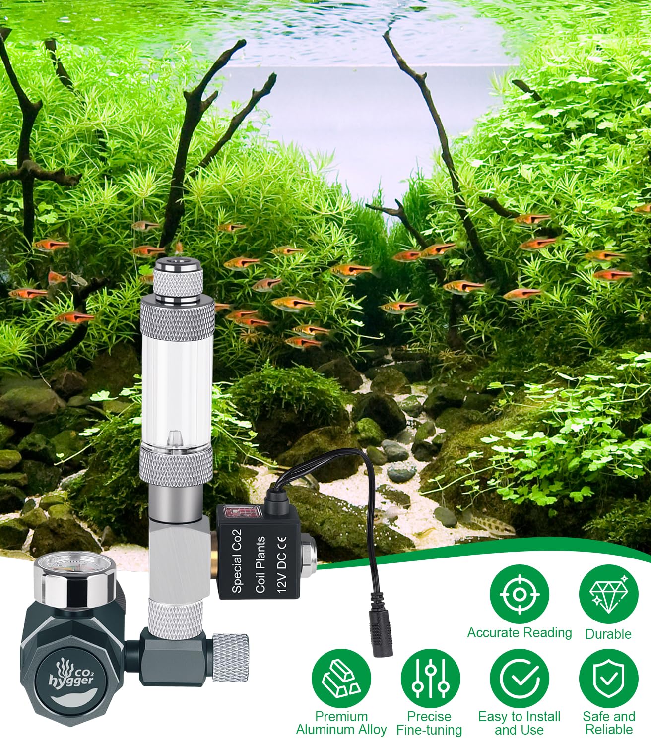 Diseño desmontable Hygger CO2 que facilita limpieza y mantenimiento