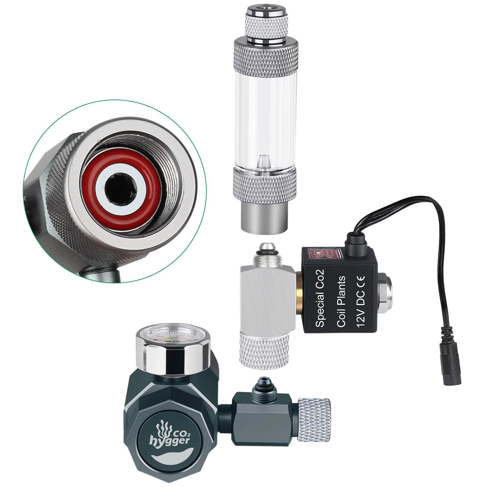 Salida lateral del regulador Hygger CO2 para evitar pérdidas