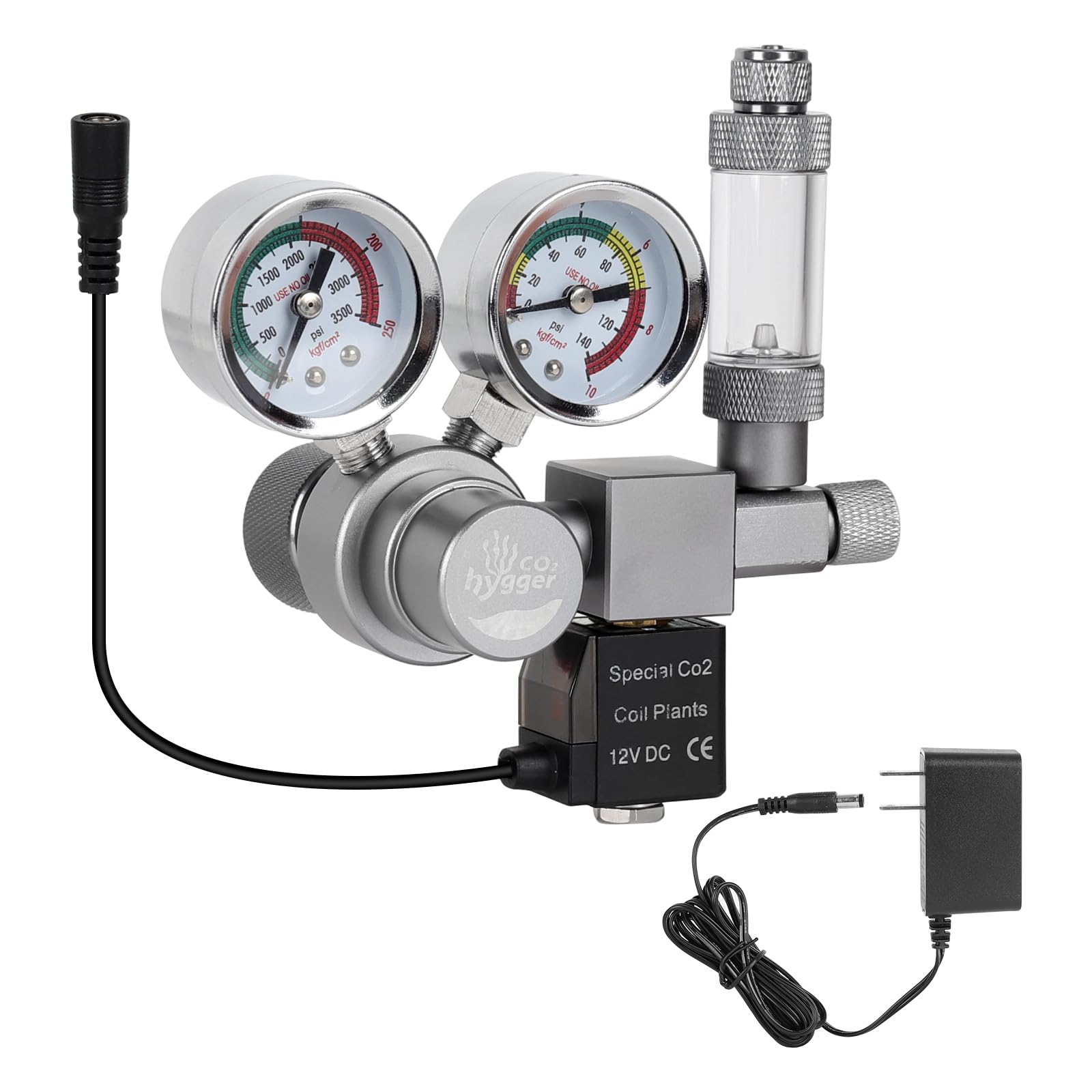Configuración completa del sistema Hygger CO2 Regulator para acuario.