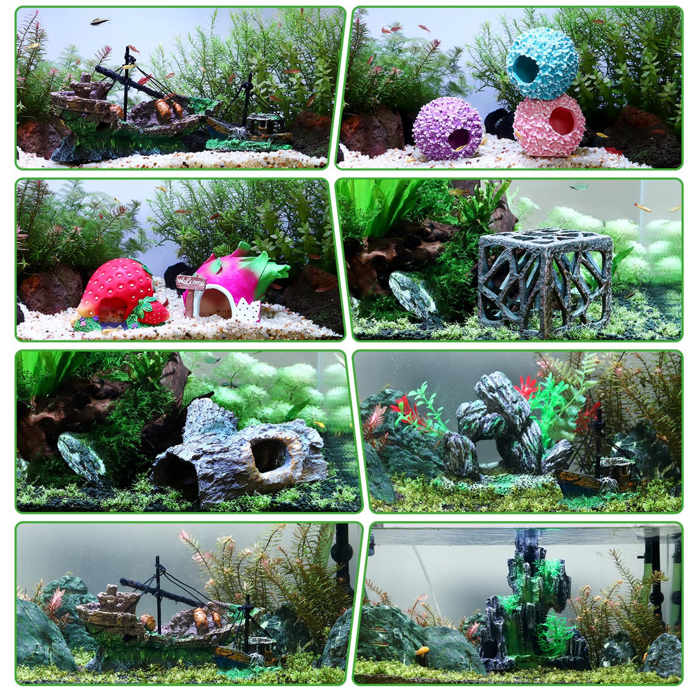 Hygger CO2 resina naufragio acuario duradero, soporte estético que resiste cambios de agua.